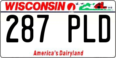 WI license plate 287PLD