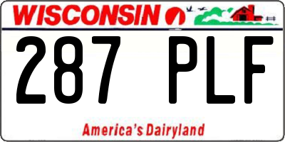 WI license plate 287PLF