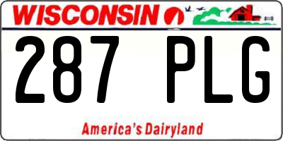WI license plate 287PLG