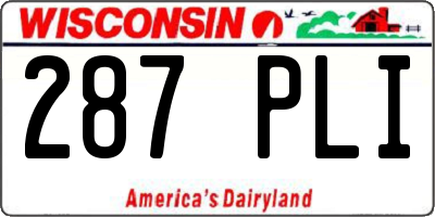 WI license plate 287PLI