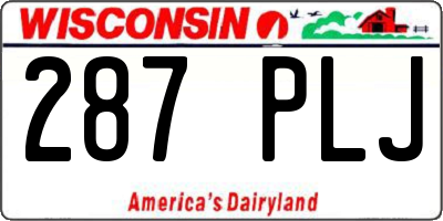 WI license plate 287PLJ
