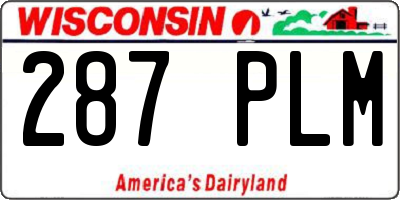 WI license plate 287PLM