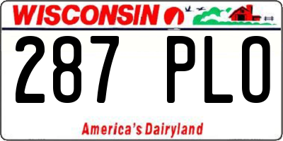 WI license plate 287PLO