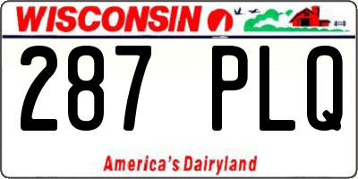 WI license plate 287PLQ