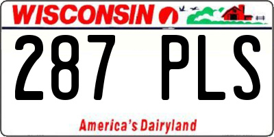 WI license plate 287PLS