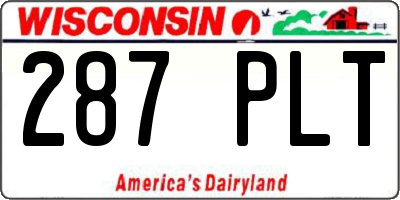 WI license plate 287PLT