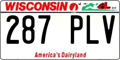 WI license plate 287PLV