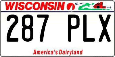 WI license plate 287PLX