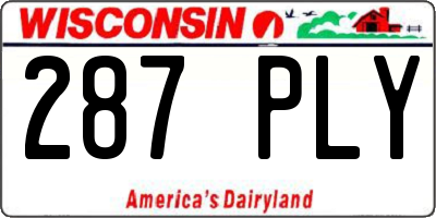 WI license plate 287PLY