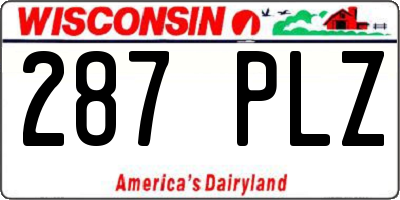 WI license plate 287PLZ