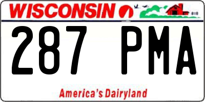WI license plate 287PMA