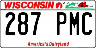 WI license plate 287PMC