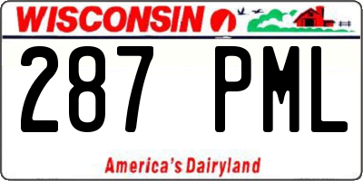 WI license plate 287PML