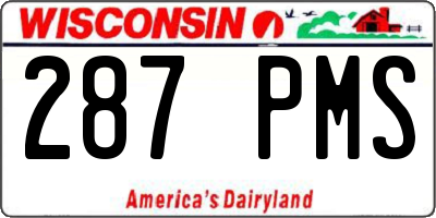WI license plate 287PMS