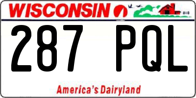 WI license plate 287PQL