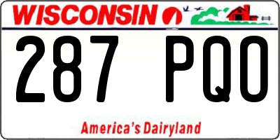 WI license plate 287PQO