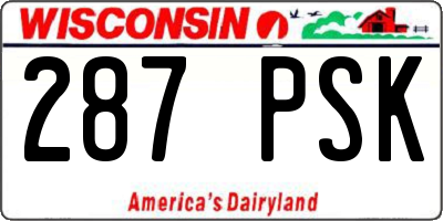 WI license plate 287PSK