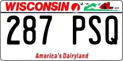 WI license plate 287PSQ
