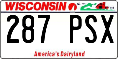 WI license plate 287PSX