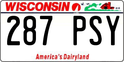 WI license plate 287PSY