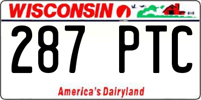 WI license plate 287PTC