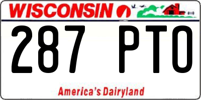 WI license plate 287PTO