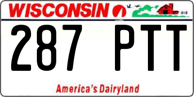 WI license plate 287PTT