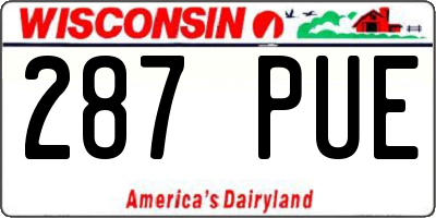 WI license plate 287PUE