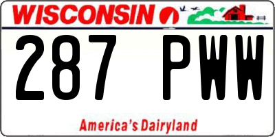 WI license plate 287PWW