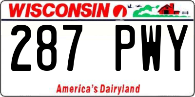 WI license plate 287PWY