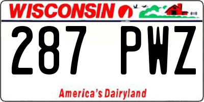 WI license plate 287PWZ