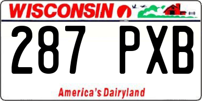 WI license plate 287PXB
