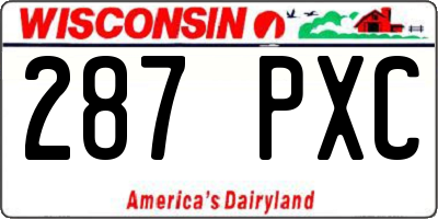 WI license plate 287PXC