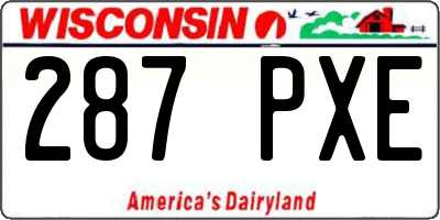 WI license plate 287PXE