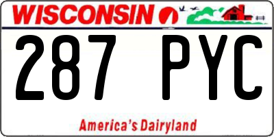 WI license plate 287PYC