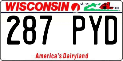 WI license plate 287PYD