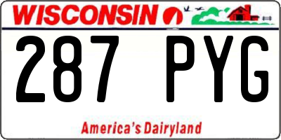 WI license plate 287PYG