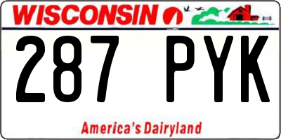 WI license plate 287PYK