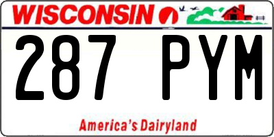 WI license plate 287PYM