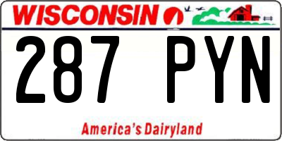 WI license plate 287PYN