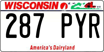 WI license plate 287PYR
