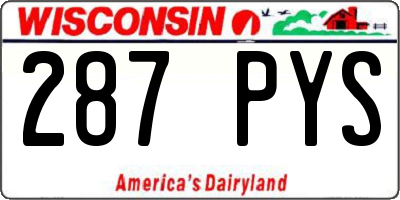 WI license plate 287PYS