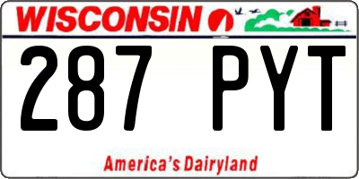 WI license plate 287PYT