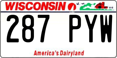 WI license plate 287PYW