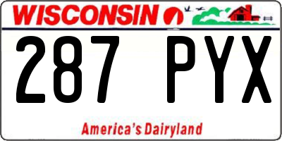 WI license plate 287PYX