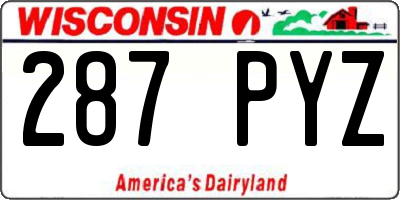 WI license plate 287PYZ