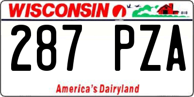 WI license plate 287PZA