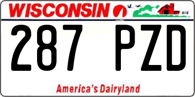 WI license plate 287PZD