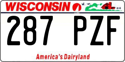 WI license plate 287PZF