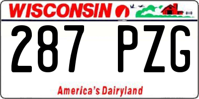 WI license plate 287PZG